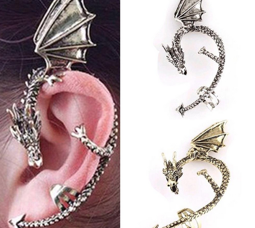 Zarcillos Solitario Ear Cuff Dragones Mitologicos Accesorios
