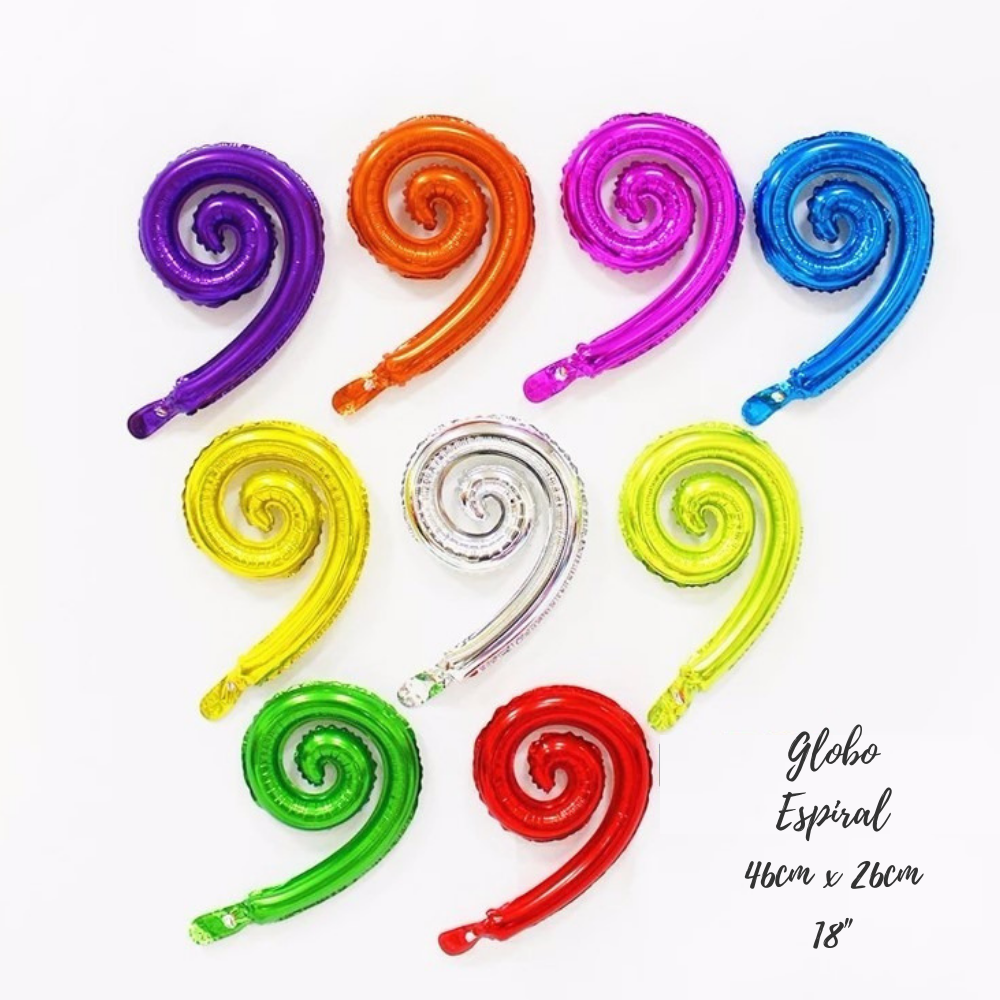 Globos Tipo Espiral Curly 18 46cm Colores Variados